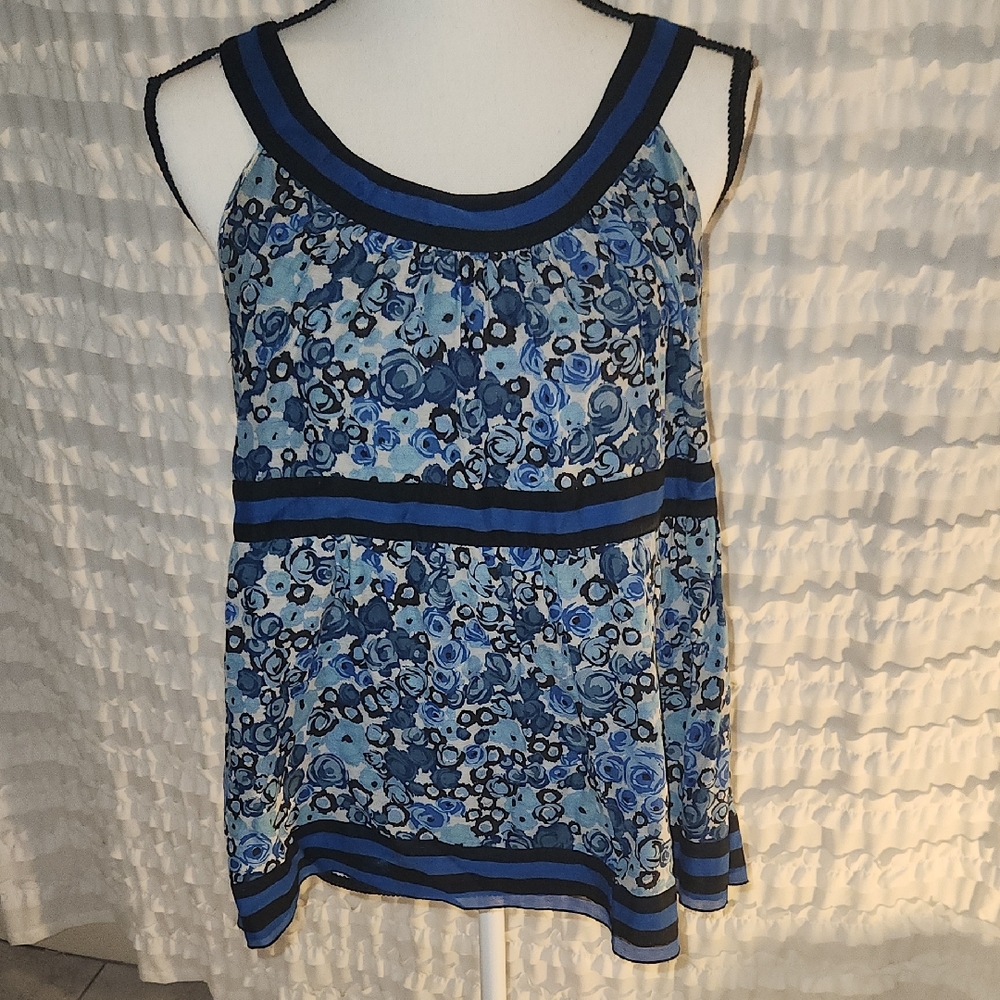 Anna Sui For Anthropologie Blue Floral Women's Blouse